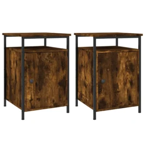 Lot de 2 tables de chevet chêne design compact, 40x42x60cm