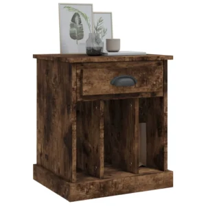 Lot de 2 tables de chevet chêne miroir étagère ouverte, 43x36x50cm