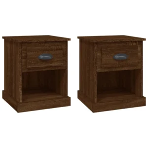 Lot de 2 tables de nuit chêne marron moderne compact, 39x39x47.5cm