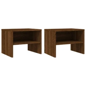 Lot de 2 chevets chêne marron miroir mural, 40x30x30cm