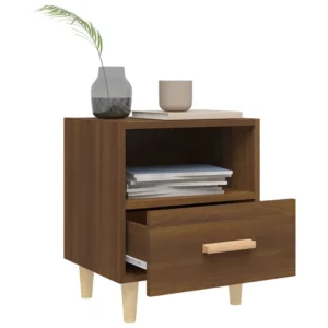 Lot de 2 chevets chêne marron design scandinave mural, 40x35x47cm