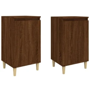 Lot de 2 tables de nuit chêne marron moderne compact, 40x35x70cm