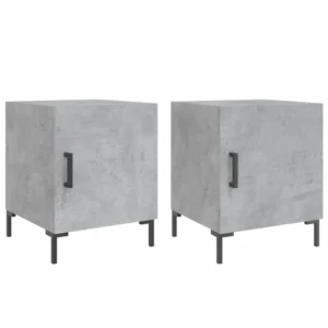 Lot de 2 tables de chevet bois gris design moderne 3 tiroirs, 40x40x50cm