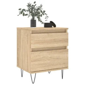 Lot de 2 tables de chevet bois design tiroir coulissant, 40x35x50cm