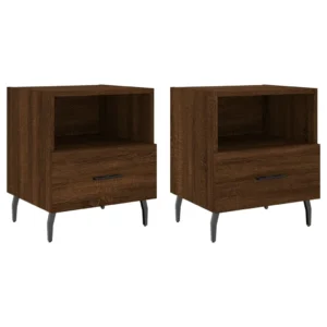 Lot de 2 chevets chêne marron moderne contemporain connecté, 40x35x47.5cm