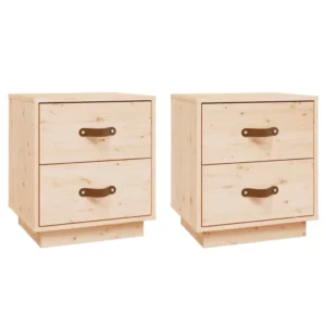 Lot de 2 tables de chevet pin rustique flottant, 40x34x45cm