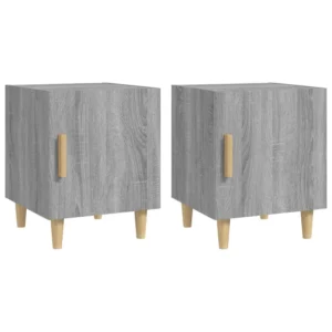 Lot de 2 tables de chevet bois gris design moderne mural, 40x40x50cm