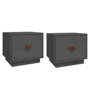 Lot de 2 tables de chevet pin design rustique mural, 40x34x35cm