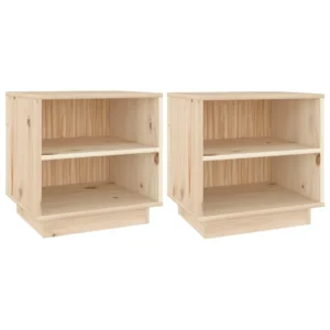 Lot de 2 tables de nuit pin moderne étagère, 40x34x40cm