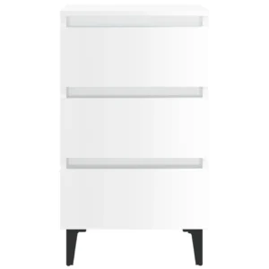 Lot de 2 chevets métal blanc design moderne tiroir coulissant, 40x35x69cm