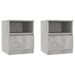 Lot de 2 chevets gris design moderne étagère, 40x40x50cm