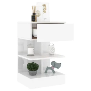Lot de 2 tables de nuit bois blanc moderne contemporain compact, 40x35x65cm