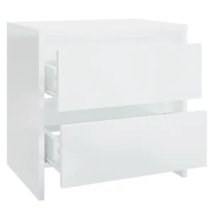 Lot de 2 tables de chevet blanc design moderne transparent, 45x34.5x44.5cm