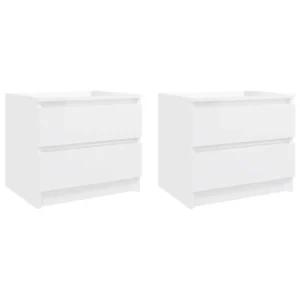 Lot de 2 chevets blanc design moderne transparent, 50x39x43.5cm
