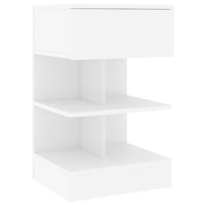 Lot de 2 chevets bois blanc design moderne mural, 40x35x65cm