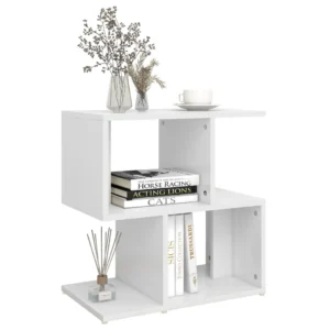 Lot de 2 tables de chevet bois blanc design moderne connecté, 50x30x51.5cm