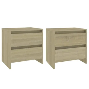 Lot de 2 tables de nuit chêne original connecté, 45x34.5x44.5cm