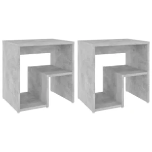 Lot de 2 chevets bois gris design moderne étagère, 40x30x40cm