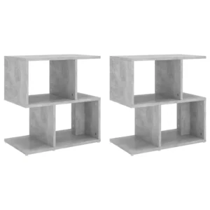 Lot de 2 chevets bois gris design moderne 2 tiroirs, 50x30x51.5cm