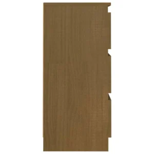 Lot de 2 tables de chevet pin marron design moderne 3 tiroirs, 40x29.5x64cm