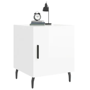 Lot de 2 tables de nuit bois blanche design moderne transparent, 40x40x50cm