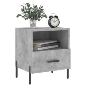 Lot de 2 chevets bois gris moderne contemporain 2 tiroirs, 40x35x47.5cm