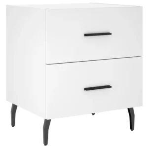 Lot de 2 chevets bois design moderne 2 tiroirs, 40x35x47.5cm