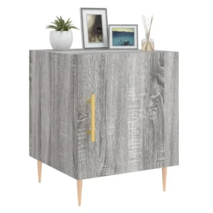Lot de 2 chevets bois gris design moderne 3 tiroirs, 40x40x50cm
