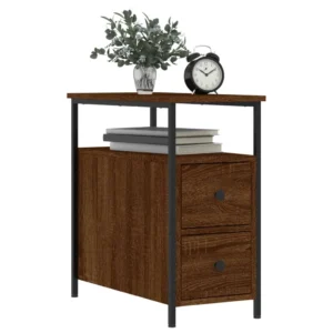 Lot de 2 tables de nuit bois marron design moderne compact, 30x60x60cm