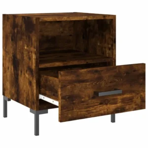 Lot de 2 tables de chevet bois gris moderne 1 tiroir, 40x40x50cm