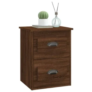 Table de nuit chêne marron design moderne étagère, 41.5x36x53cm