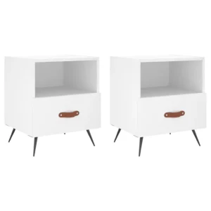 Lot de 2 tables de chevet bois design moderne mural, 40x35x47.5cm