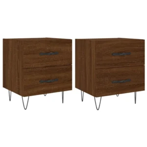 Lot de 2 chevets chêne marron design moderne connecté, 40x35x47.5cm