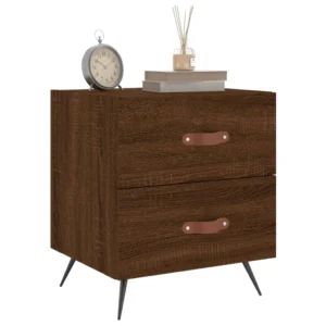 Lot de 2 chevets chêne marron moderne connecté, 40x35x47.5cm