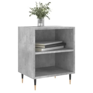 Lot de 2 tables de nuit bois gris design moderne étagère, 40x30x50cm