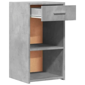 Lot de 2 tables de chevet bois gris design moderne tiroir coulissant, 35x34x65cm