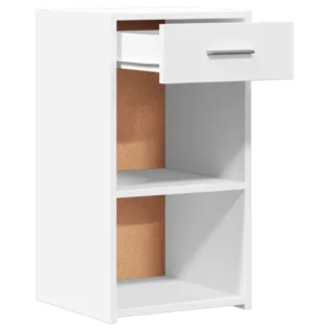 Lot de 2 tables de nuit bois blanc moderne étagère, 35x34x65cm