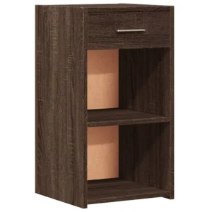 Lot de 2 chevets bois marron design moderne étagère, 35x34x65cm