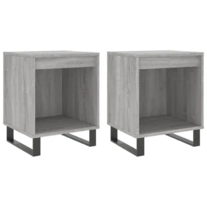 Lot de 2 tables de chevet bois gris design moderne compact, 40x35x50cm