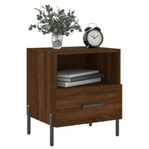 Lot de 2 chevets bois marron design moderne compact, 40x35x47.5cm