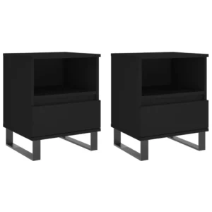Lot de 2 chevets bois marron design moderne LED, 40x35x50cm