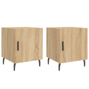Lot de 2 chevets bois design original LED, 40x40x50cm
