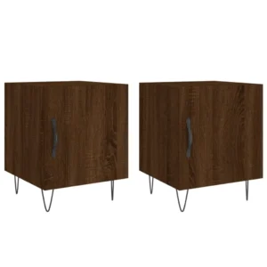 Lot de 2 tables de chevet bois marron design moderne compact, 40x40x50cm