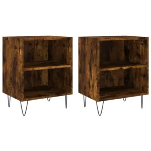 Lot de 2 chevets bois moderne LED, 40x30x50cm