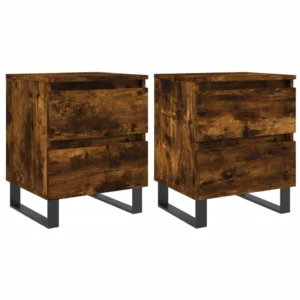 Lot de 2 chevets bois design moderne étagère, 40x35x50cm