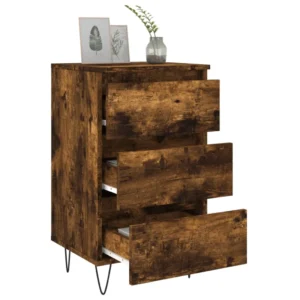 Lot de 2 tables de chevet bois design tablette, 40x35x69cm