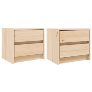 Lot de 2 tables de nuit bois rustique étagère ouverte, 40x31x35.5cm
