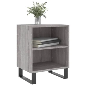 Lot de 2 tables de nuit bois gris moderne contemporain compact, 40x30x50cm