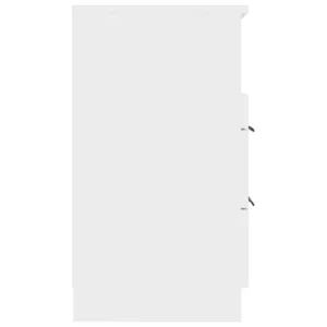 Table de nuit bois blanc moderne mural, 40x36x65cm