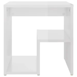 Table de chevet bois blanc design moderne étagère compact, 40x30x40cm